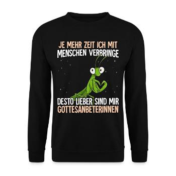 Gottesanbeterin - Unisex Pullover - Schwarz - Vorne - Alina (178cm) & Michal (187cm)