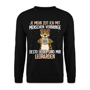 Leopard - Unisex Pullover - Schwarz - Vorne - Alina (178cm) & Michal (187cm)