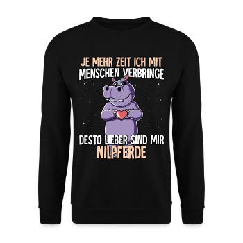 Nilpferd - Unisex Pullover - Schwarz - Vorne - Alina (178cm) & Michal (187cm)