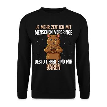 Bär - Unisex Pullover - Schwarz - Vorne - Alina (178cm) & Michal (187cm)