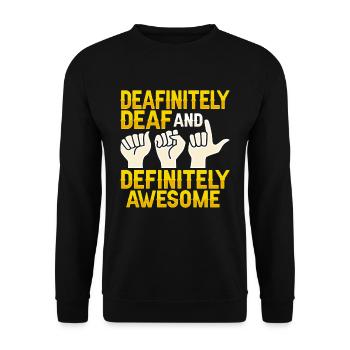 ASL Hand Gestures Deaf Hearing Loss Awareness - Unisex Sweatshirt - black - Front - Alina (178cm) & Michal (187cm)