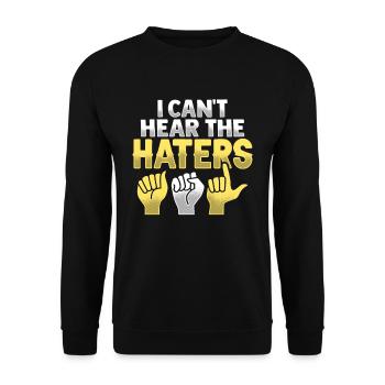 ASL Hand Gestures Deaf Hearing Loss Awareness - Unisex Sweatshirt - black - Front - Alina (178cm) & Michal (187cm)