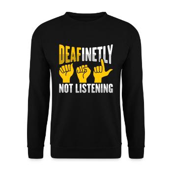 ASL Hand Gestures Deaf Hearing Loss Awareness - Unisex Sweatshirt - black - Front - Alina (178cm) & Michal (187cm)