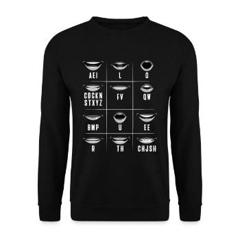 Lecture labiale ASL Gestes de la main Personnes sourdes - Sweat-shirt Unisexe - noir - Devant - Alina (178cm) & Michal (187cm)