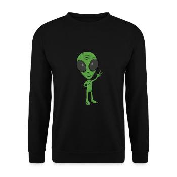 ILY Alien ASL Hand Gesture Deaf Hearing Loss - Unisex Sweatshirt - black - Front - Alina (178cm) & Michal (187cm)