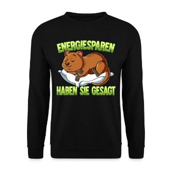 Energiesparen Haben Sie Gesagt Quokka - Unisex Pullover - Schwarz - Vorne - Alina (178cm) & Michal (187cm)
