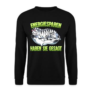 Energiesparen Haben Sie Gesagt Zebra - Unisex Pullover - Schwarz - Vorne - Alina (178cm) & Michal (187cm)