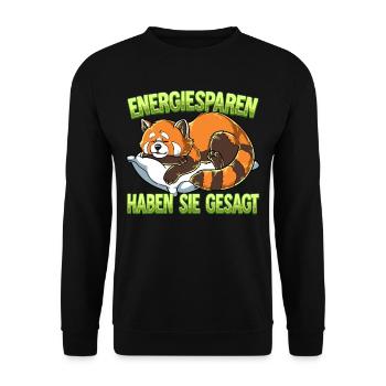 Energiesparen Haben Sie Gesagt Roter Panda - Unisex Pullover - Schwarz - Vorne - Alina (178cm) & Michal (187cm)