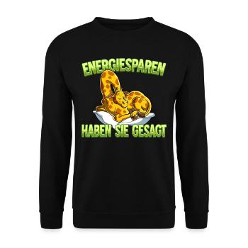 Energiesparen Haben Sie Gesagt Giraffe - Unisex Pullover - Schwarz - Vorne - Alina (178cm) & Michal (187cm)