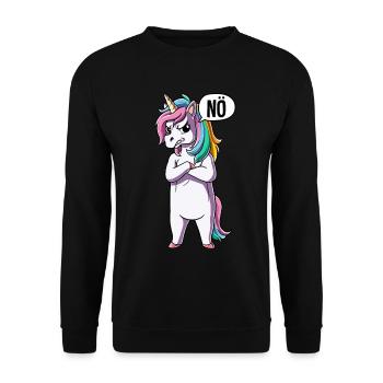 Einhorn Nö - Unisex Pullover - Schwarz - Vorne - Alina (178cm) & Michal (187cm)