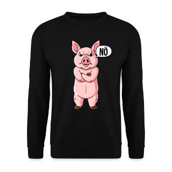 Schwein Nö - Unisex Pullover - Schwarz - Vorne - Alina (178cm) & Michal (187cm)