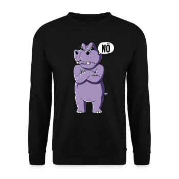 Nilpferd Nö - Unisex Pullover - Schwarz - Vorne - Alina (178cm) & Michal (187cm)