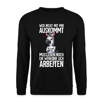 Zebra Wer Nicht Mit Mir Auskommt - Unisex Pullover - Schwarz - Vorne - Alina (178cm) & Michal (187cm)