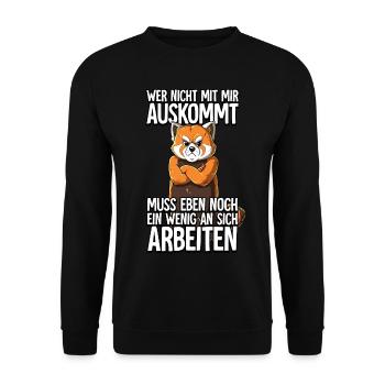 Roter Panda Wer Nicht Mit Mir Auskommt - Unisex Pullover - Schwarz - Vorne - Alina (178cm) & Michal (187cm)