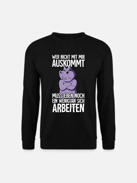 Nilpferd Wer Nicht Mit Mir Auskommt - Unisex Pullover - Schwarz