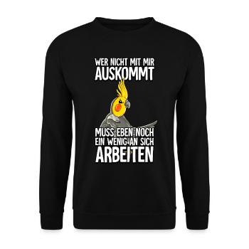 Nymphensittich Wer Nicht Mit Mir Auskommt - Unisex Pullover - Schwarz - Vorne - Alina (178cm) & Michal (187cm)