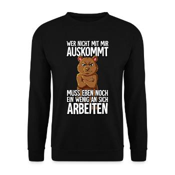 Bär Wer Nicht Mit Mir Auskommt - Unisex Pullover - Schwarz - Vorne - Alina (178cm) & Michal (187cm)