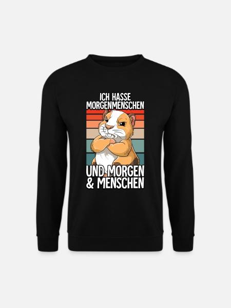 Ich Hasse Morgenmenschen Meerschweinchen - Unisex Pullover - Schwarz