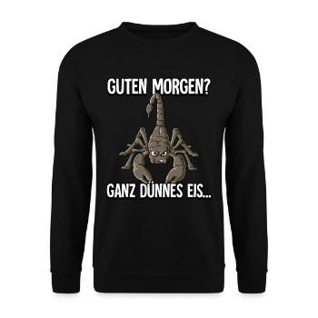 Guten Morgen Ganz Dünnes Eis Skorpion - Unisex Pullover - Schwarz - Vorne - Alina (178cm) & Michal (187cm)