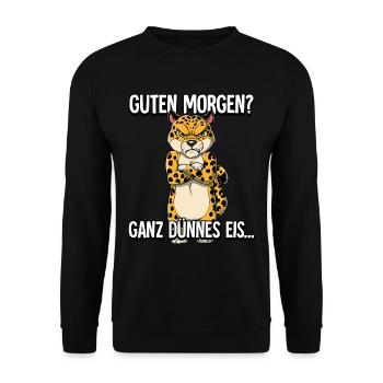 Guten Morgen Ganz Dünnes Eis Leopard - Unisex Pullover - Schwarz - Vorne - Alina (178cm) & Michal (187cm)