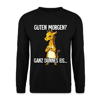 Guten Morgen Ganz Dünnes Eis Giraffe - Unisex Pullover - Schwarz - Vorne - Alina (178cm) & Michal (187cm)