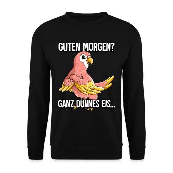 Guten Morgen Ganz Dünnes Eis Bourkesittich - Unisex Pullover - Schwarz - Vorne - Alina (178cm) & Michal (187cm)