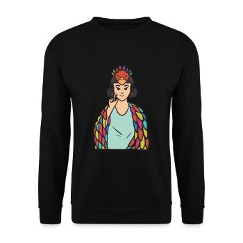 Vogel ASL Handgeste Gehörlose Hörverlust - Unisex Pullover - Schwarz - Vorne - Alina (178cm) & Michal (187cm)