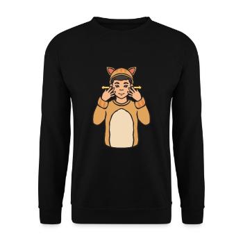 Cat Animal ASL Hand Gesture Deaf Sign Language - Unisex Sweatshirt - black - Front - Alina (178cm) & Michal (187cm)