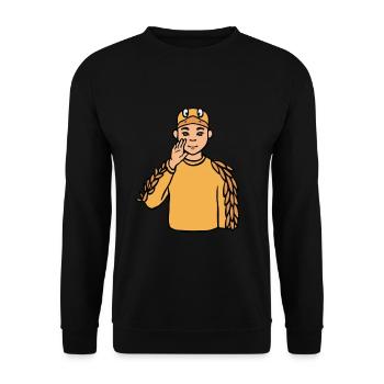 Ente Tier ASL Hand Geste Taub Taubstumm - Unisex Pullover - Schwarz - Vorne - Alina (178cm) & Michal (187cm)