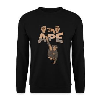 ILY Affe ASL Gebärdensprache - Unisex Pullover - Schwarz - Vorne - Alina (178cm) & Michal (187cm)
