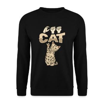 ILY KATZE ASL Gebärdensprache - Unisex Pullover - Schwarz - Vorne - Alina (178cm) & Michal (187cm)