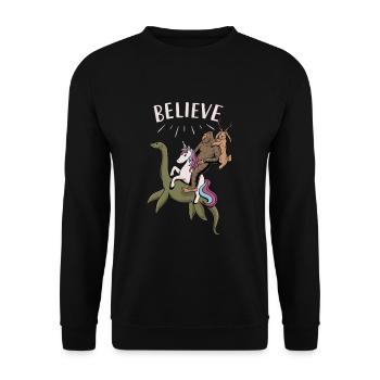 Cryptozoology Cryptid Bigfoot Unicorn Loch Ness - Unisex Sweatshirt - black - Front - Alina (178cm) & Michal (187cm)