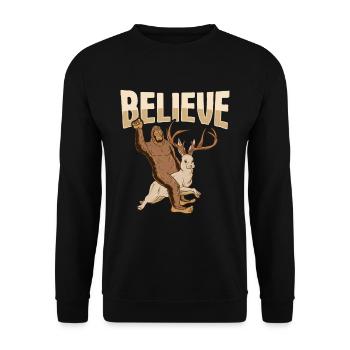 Cryptozoology Kryptoid Design Bigfoot rides - Unisex Sweatshirt - black - Front - Alina (178cm) & Michal (187cm)