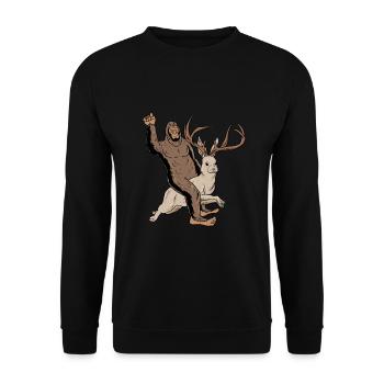 Cryptozoology Kryptoid Design Bigfoot rides - Unisex Sweatshirt - black - Front - Alina (178cm) & Michal (187cm)