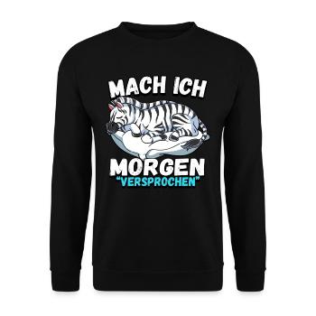 Mach Ich Morgen Versprochen Zebra - Unisex Pullover - Schwarz - Vorne - Alina (178cm) & Michal (187cm)
