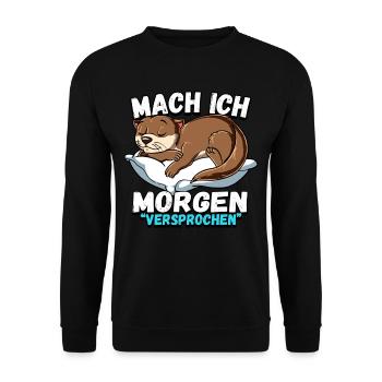 Mach Ich Morgen Versprochen Otter - Unisex Pullover - Schwarz - Vorne - Alina (178cm) & Michal (187cm)
