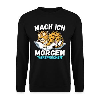 Mach Ich Morgen Versprochen Leopard - Unisex Pullover - Schwarz - Vorne - Alina (178cm) & Michal (187cm)