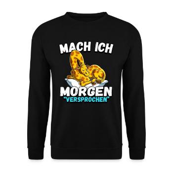 Mach Ich Morgen Versprochen Giraffe - Unisex Pullover - Schwarz - Vorne - Alina (178cm) & Michal (187cm)