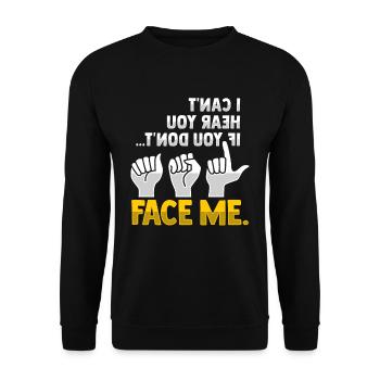 Lip reading ASL Hand gestures Deaf people - Unisex Sweatshirt - black - Front - Alina (178cm) & Michal (187cm)