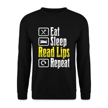 Lip reading ASL Hand gestures Deaf people - Unisex Sweatshirt - black - Front - Alina (178cm) & Michal (187cm)