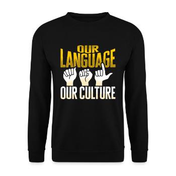 ASL Hand gestures Deaf hearing loss - Unisex Sweatshirt - black - Front - Alina (178cm) & Michal (187cm)