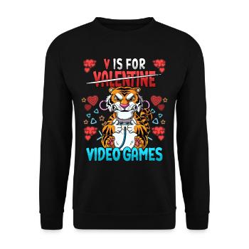 V est pour les jeux vidéo Valentine’s Day Gamer - Sweat-shirt Unisexe - noir - Devant - Alina (178cm) & Michal (187cm)