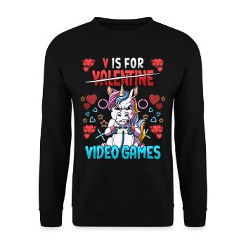 V est pour les jeux vidéo Valentine’s Day Gamer - Sweat-shirt Unisexe - noir - Devant - Alina (178cm) & Michal (187cm)