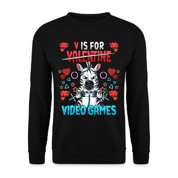 V est pour les jeux vidéo Valentine’s Day Gamer - Sweat-shirt Unisexe - noir - Devant - Alina (178cm) & Michal (187cm)