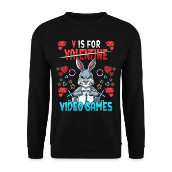 V est pour les jeux vidéo Valentine’s Day Gamer - Sweat-shirt Unisexe - noir - Devant - Alina (178cm) & Michal (187cm)
