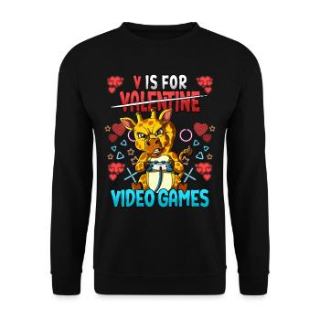 V est pour les jeux vidéo Valentine’s Day Gamer - Sweat-shirt Unisexe - noir - Devant - Alina (178cm) & Michal (187cm)