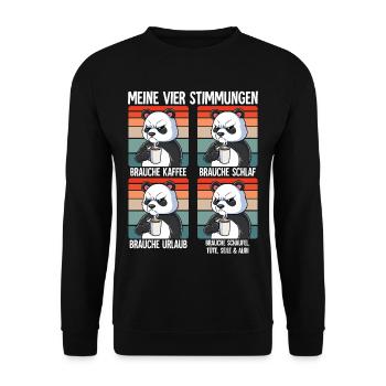 Meine 4 Stimmungen Kaffee Panda - Unisex Pullover - Schwarz - Vorne - Alina (178cm) & Michal (187cm)