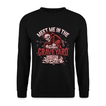 Undead Cemetery Necromancer design for a - Unisex Sweatshirt - black - Front - Alina (178cm) & Michal (187cm)