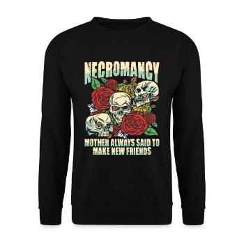 Undead necromancer design for a Satanist - Unisex Sweatshirt - black - Front - Alina (178cm) & Michal (187cm)