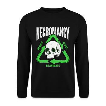 Untoter Nekromant Recycling Design für einen - Unisex Pullover - Schwarz - Vorne - Alina (178cm) & Michal (187cm)